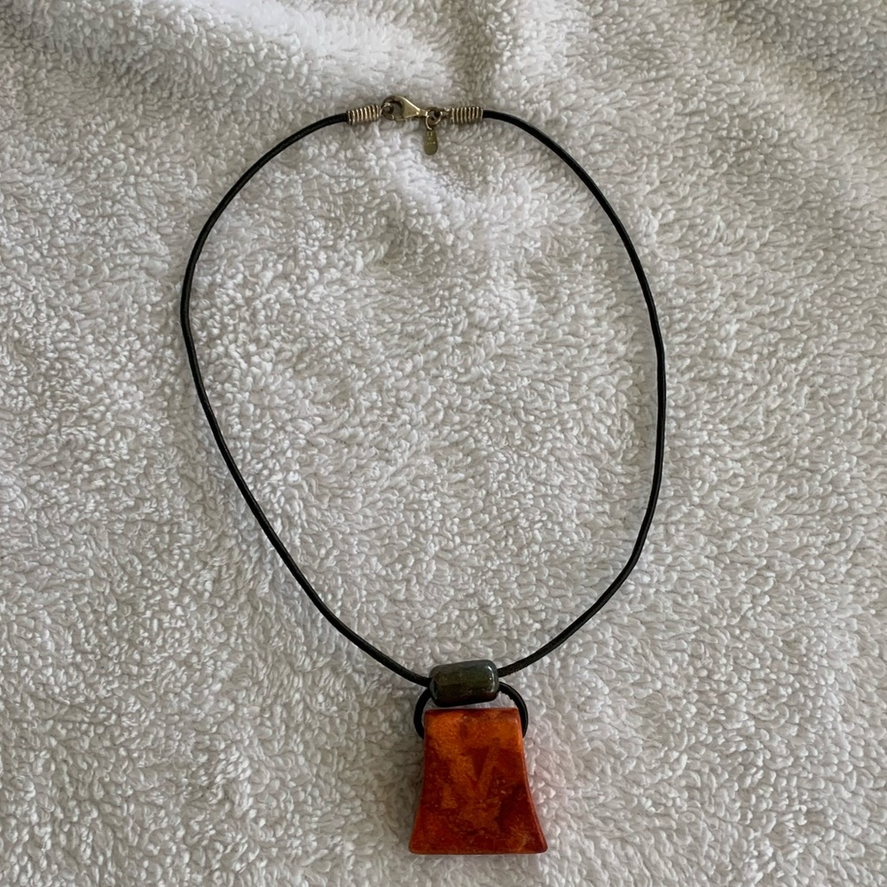 Silpada necklace with leather rope chain.
